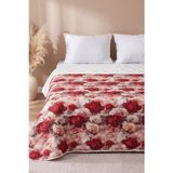 Rivaİstanbul Kırmızı Gül 5D Çok Amaçlı Çift Kişilik Baskılı Pike & Yatak Örtüsü 200x220 cm