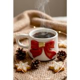 Rivaİstanbul Kurdele Amore 24 K Altın Süslemeli El Yapımı Yılbaşı Hediyesi Seramik Double Kahve Fincanı, Mug, Kupa