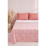 Rivaİstanbul Pembe Prizma Desenli Çift Kişilik Baskılı Pike ve Yatak Örtüsü 200x230 Cm