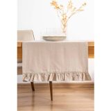 Rivaistanbul Ruffle Bej Fırfırlı %100 Pamuklu Ham Keten Runner 50X130 Cm