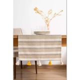 Rivaistanbul Ruffle Püsküllü Pamuklu Ham Keten Runner 50X130 Cm