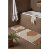 Rivaİstanbul Terra Geometrik 2’li Banyo ve Klozet Paspas Takımı Kahverengi