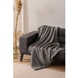 rivaistanbul Wellsoft Tek Kişilik Kareli Battaniye - Peluş Tv Battaniyesi 100x170 cm Gri