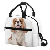 Rivatimrio Cavalier King Charles Spaniel Yalıtımlı Öğle Yemeği Çantası Kadın Sevimli Yavru Köpek Öğle Yemeği Kutusu Çocuk Öğle Yemeği Çantası Çocuklar Su Geçirmez Yeniden Kullanılabilir Bez Çantalar