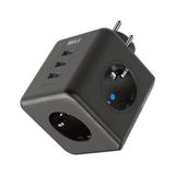 River World 2 USB Girişli ve 3 Priz Girişli Termal Akım ve Çocuk Korumalı Isıya Dayanıklı Küp Priz