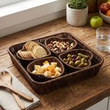 River World Sunum ve Servis Tabakları Doğal Hasır Görünümlü Plastik Rattan 5 Parça 4 Kalp Formlu - Renkli - 1