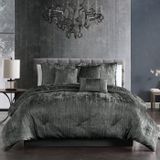 Riverbrook Home Turin Yorgan Seti, King, Kömür, 7 Parça Set | Glam Dokulu Dekor, Makinede Yıkanabilir