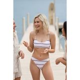 Riviera Beyaz/Kırmızı/Lacivert Çizgili Premium Bandeau Bikini Üstü