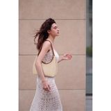 Rivina Blaze Hasır Kadın El Kol ve Omuz Çantası Modern Minimal Hobo Çanta - Taba
