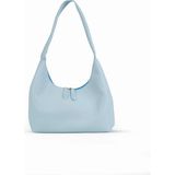 Rivina Blaze Soft Deri Görünümlü Kadın El Kol ve Omuz Çantası Modern Minimal Hobo Çanta - 409-Mavi