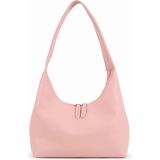 Rivina Blaze Soft Deri Görünümlü Kadın El Kol ve Omuz Çantası Modern Minimal Hobo Çanta - Pudra