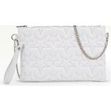 Rivina Kadın Yıldız Nakış Işlemeli Portföy El Çantası Bilek Askılı Saten Astarlı Clutch Çanta - Beyaz
