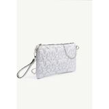 Rivina Kadın Yıldız Nakış Işlemeli Portföy El Çantası Bilek Askılı Saten Astarlı Clutch Çanta - Gümüş