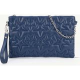 Rivina Kadın Yıldız Nakış Işlemeli Portföy El Çantası Bilek Askılı Saten Astarlı Clutch Çanta - Lacivert