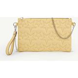 Rivina Kadın Yıldız Nakış Işlemeli Portföy El Çantası Bilek Askılı Saten Astarlı Clutch Çanta - Sarı