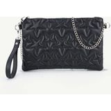 Rivina Kadın Yıldız Nakış Işlemeli Portföy El Çantası Bilek Askılı Saten Astarlı Clutch Çanta - --Siyah