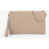 Rivina Kadın Yıldız Nakış Işlemeli Portföy El Çantası Bilek Askılı Saten Astarlı Clutch Çanta - Vizon