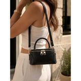 Rivina Mila Kadın Kutu Model Çift Fermuarlı Deri Saplı Ayarlanabilir Askılı El ve Çapraz Omuz Çantası - Siyah