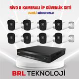 Rivo 8 Kameralı 2 Mp İp Güvenlik Kamera Seti Dahili Mikrofonlu