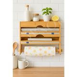 Rivo Home Decor Bambu Baharat Standlı Streç Alüminyum Folyo Kesici Kağıt Havluluk Seti Derinlik 7 cm Yükseklik: 28 cm En: 35,5 cm