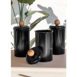 Rivo Home Decor Stripe Çay Kahve Şeker Kavanozu 1,20 Lt - Siyah