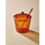 Rivo Home Decor Striped Cam Kaşıklı Şekerlik Amber 10X12 cm