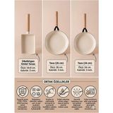 Rivo Home Decor The Mia Cucina Di Mia 3'lü Seramik Tava Seti 24CM 26CM Omlet Indüksiyon Uyumlu