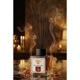 Rivola Amber Reed Diffuser Çubuklu Oda Kokusu | Sıcak Amber Kokusu, Dekoratif Cam Şişe, Kademeli Yayılım, Çok Amaçlı Kullanım, Siyah Koku Çubukları