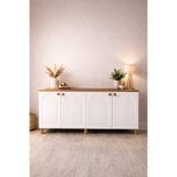 Rivon Modern Konsol Dolap 4 MDF Kapaklı Lake Boyalı Suntalam Gövde Büfe Çok Amaçlı Salon Yemek Odası Konsolu
