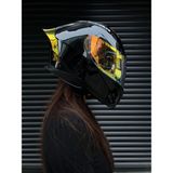 Rivox R1 Parlak Siyah Revo Gold Vizörlü Kapalı Kask (Güneş Vizörlü) - XL