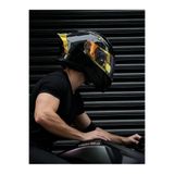 Rivox R1 Parlak Siyah Revo Gold Vizörlü Kapalı Kask (Güneş Vizörlü)