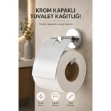 Riya Home Ev & Dekorasyon Krom Geniş Kapaklı Tuvalet Kağıtlığı