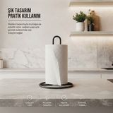 Riya Home Ev & Dekorasyon Siyah Metal Kağıt Havluluk Dik Havlu Peçetelik Standart ve Büyük Boy Rulo Uyumlu - Siyah