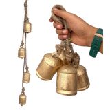 Riylox Rustik Stil 4'lü Set Noel Dekor Çan Jüt Asma Halatlı El Yapımı Bakır Vintage Harmony Yuvarlak Şekilli Antik Altın Çan Çanı Duvar, Düğün, Paskalya, Yıldönümü ve Dış Mekan Bahçe Dekoru için