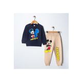 Riysgiyim Pamuklu Mickey Baskılı Sweatshirt Eşofman Takımı