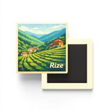 Rize - Çay Bahçeleri - Baskılı Buzdolap Magneti Kare - 9x9 cm