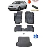 Rizline Hyundai Accent Era 2006-2012 Yılları Arası Uyumlu 3D Havuzlu Paspas ve Bagaj Havuzu Seti Asma Koku ve Numaratör Hediyeli - Siyah