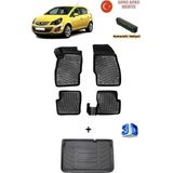 Rizline Opel Corsa D 2006-2014 Yılları Arası Uyumlu 3D Havuzlu Paspas ve Bagaj Havuzu Seti Asma Koku ve Numaratör Hediyeli - Siyah