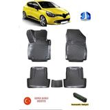 Rizline Renault Clio 4 2012-2019 Yılları Arası Uyumlu 3D Havuzlu Paspas Asma Koku ve Numaratör Hediyeli - Siyah