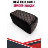Rizq Aston Martin Vanquish Ile Uyumlu Sünger Kolçak Siyah Deri Kırmızı Dikişli