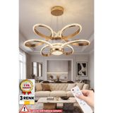 RİZZ İthal Kasa 3 Renk Kumandalı Kristal Led Avize Toplu Papatya Gold Salon & Oturma Odası Avizesi