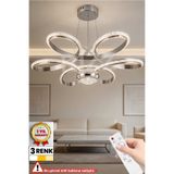 RİZZ İthal Kasa 3 Renk Kumandalı Kristal Led Avize Toplu Papatya Gümüş Salon & Oturma Odası Avizesi