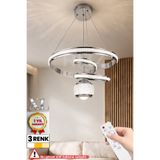 RİZZ İthal Kasa XL 3 Renk Kumandalı Led Avize Gezegen Toplu Gold Kasa Büyük Ledli Salon & Oturma odası Avizesi
