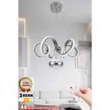 RİZZ İthal Kasa XL 3 Renk Kumandalı Led Avize Kıvrım Toplu Gümüş Kasa Ledli Salon & Oturma odası Avizesi