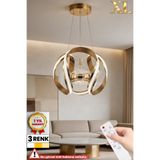 RİZZ İthal Kasa XL 3 Renk Kumandalı Led Avize Taç Toplu Gold Kasa Büyük Ledli Salon & Oturma odası Avizesi