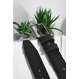 Rizz up Erkek Siyah %100 Hakiki Deri 3,5 cm Klasik Kemer Kumaş Pantolon Kemeri 2502636
