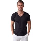 Rizz up Siyah Erkek Slim Fit Derin V Yaka Basic Tişört %90 Pamuk Likralı Asimetrik Kesim 2602265