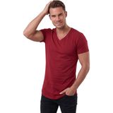 Rizzup Bordo Erkek Slim Fit Derin V Yaka Basic Tişört %90 Pamuk Likralı Asimetrik Kesim 2602265 - 2XL