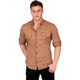 Rizzup Camel Dar Kesim Likralı Spor Gömlek – Büyük Beden Seçenekli Pamuklu Erkek Gömlek 2300421