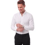RizzUP Erkek %97 Pamuk Slim Fit Dar Kesim Petek Dokulu Likralı Örme Beyaz Gömlek 2600707
